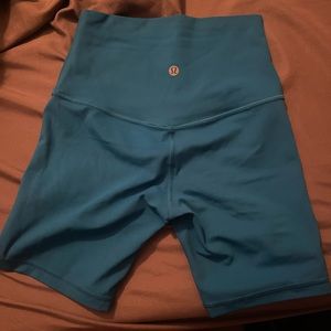 blue lululemon align biker shorts